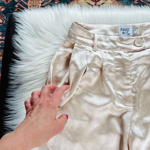 Princess Polly Champagne Satin Wide Leg Huxley Pants - Picture 6 of 8